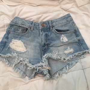 high waisted Jean cut off shorts
