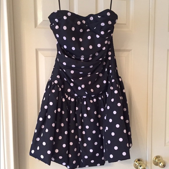 Polka dot party length prom dress.