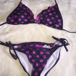 Denim-polka dot bikini