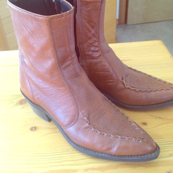 Leather Tan Inlaid Boots