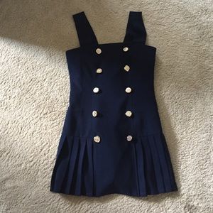 Navy blue dress with nautical gold buttons