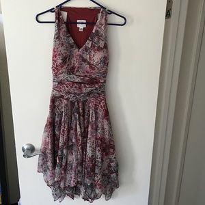 Suzi chin maggy boutique red patterned dress.