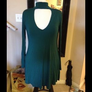 Knit forest green green dress