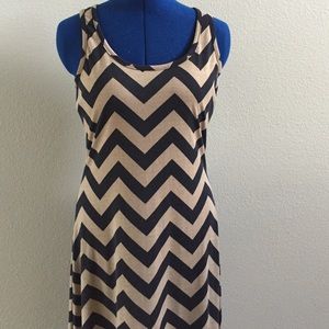 Tan & Black Chevron Maxi Dress