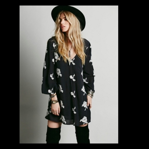 FP Embroidered Flower Roses Mini Dress Valentines