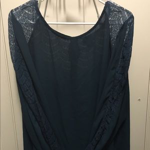 Stunning green top with button and lace back! Plus