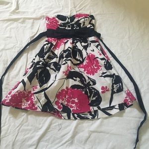 Flower print strapless dress