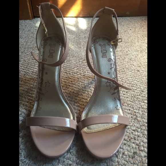 Nude two strap heels