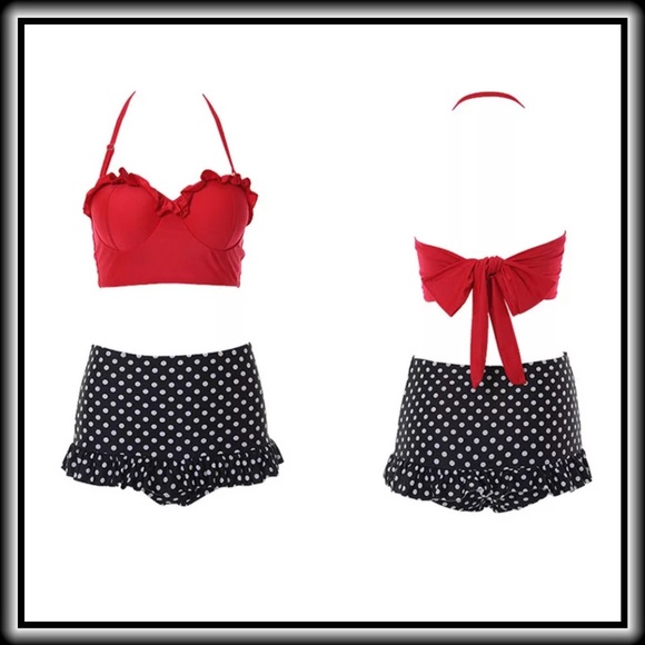 VINTAGE STYLE PUSH UP PADDED SWIMSUIT     ๐HPx3๐ - Picture 2 of 4