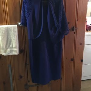 Dress in royal blue w/ lacy shrug