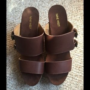 Brown wedge heels