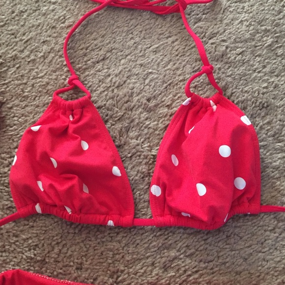 Abercrombie Red Polka Dot String Bikini - image 3