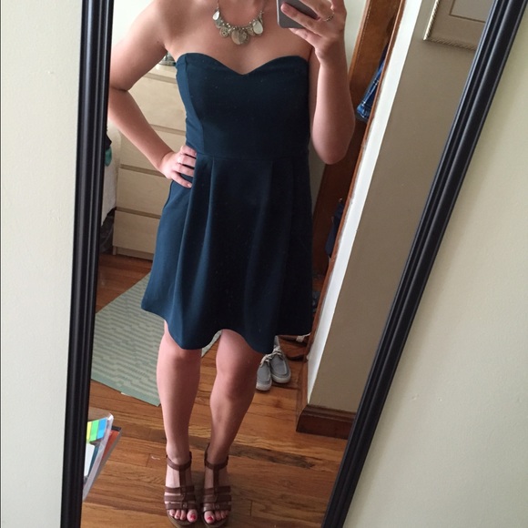 NWOT strapless teal skater dress!