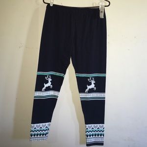 Pixelated Reindeer Leggings Holidays Festive