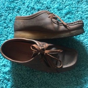 Brown leather wallabees