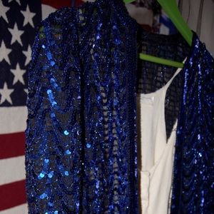 #blue #sequins #blazer #vintage #gem #sparkle