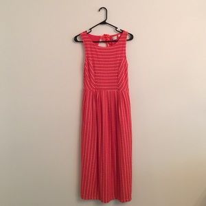 Anthropologie coral stripe midi dress!