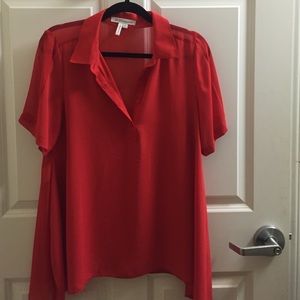 Flowy red dress shirt