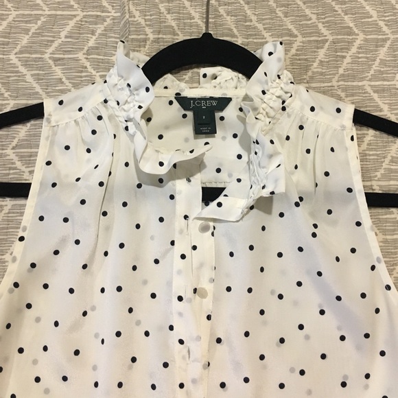 J. Crew White and Black Polkadot Blouse
