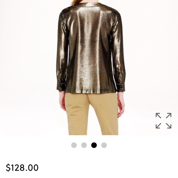 J.crew Boho long sleeve silk metallic top - Picture 3 of 4