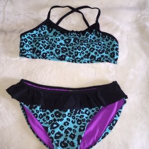 Blue cheetah print bikini