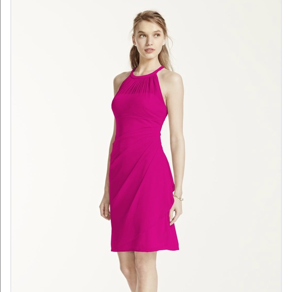 Sleeveless Short Mesh Dress with Side Cascade
