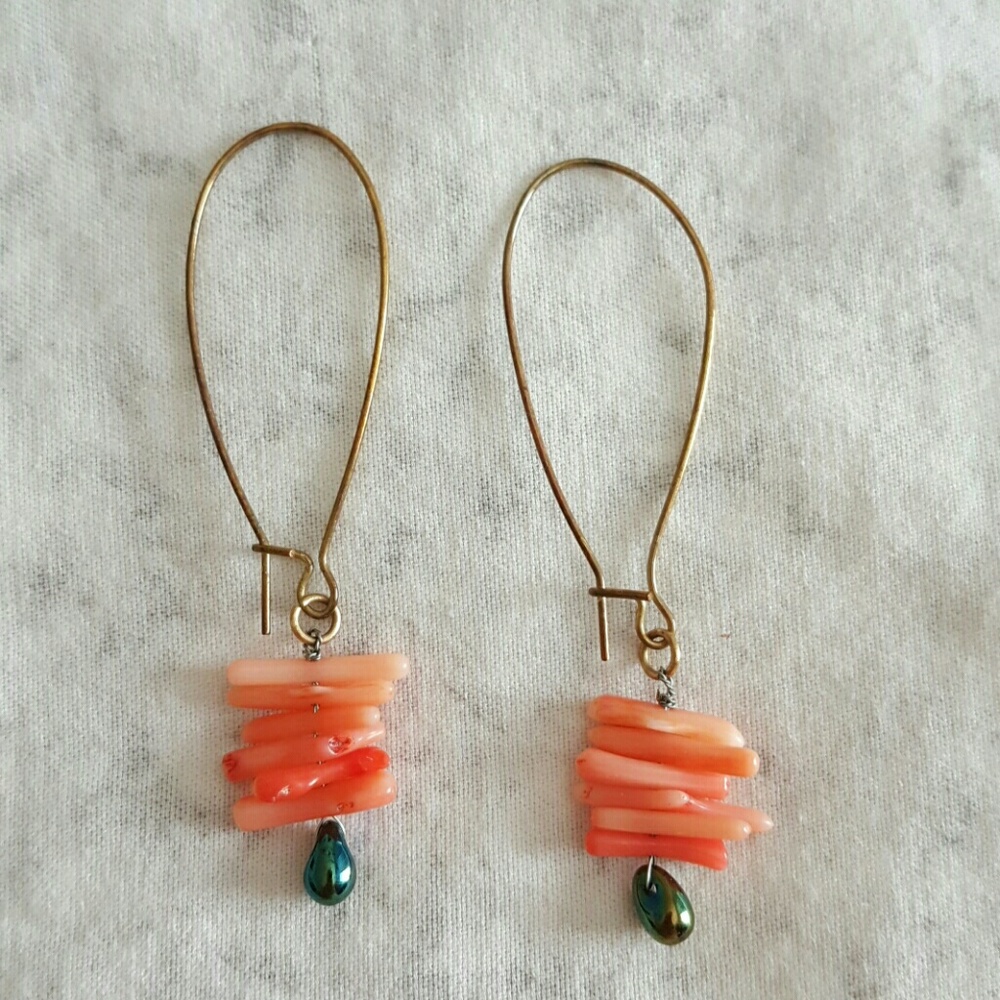 Coral plunge earrings