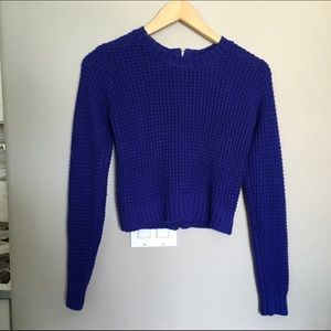 LA hearts cropped royal blue sweater