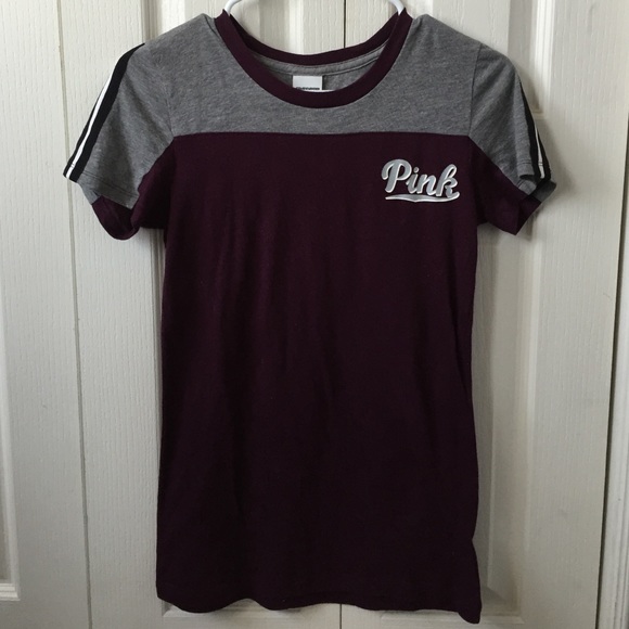 maroon Victoria's Secret pink tshirt