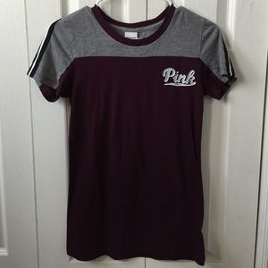 maroon Victoria's Secret pink tshirt