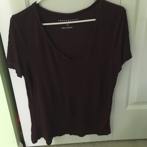Burgendy V Neck Tee