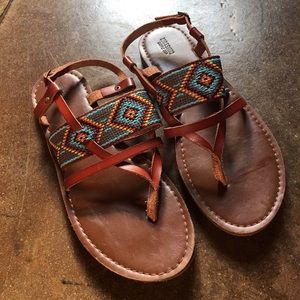 Mossimo Supply Company Aztec Print + Brown Sandals