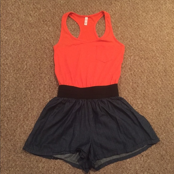 Xhilaration Pants - Coral/Denim Romper