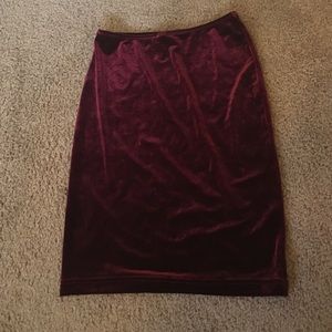 American Apparel Velvet Burgundy Pencil Skirt L