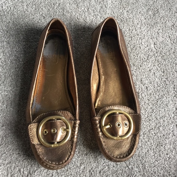 Coach Shoes - Coach gold metallic flats