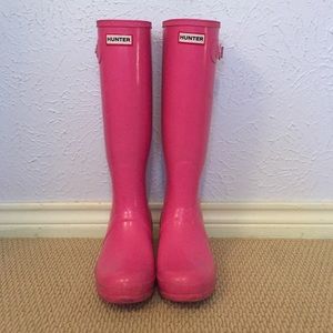 Pink tall original gloss hunter rain boots
