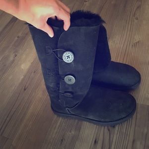 Tall button black UGGs