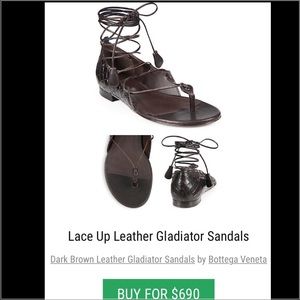 Dark Brown Lace up leather gladiators sandals