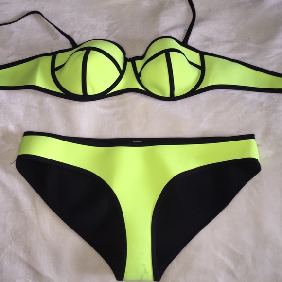 Neon yellow triangl swimsuit NWOT - Picture 1 of 1
