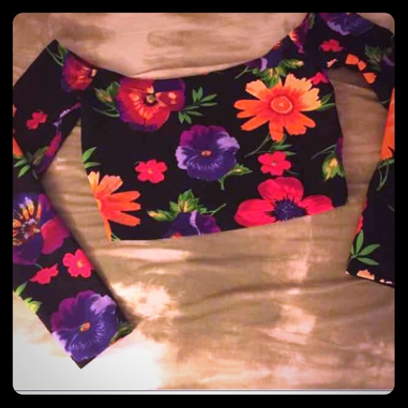American Apparel Tops - American apparel Cali sun fun sz L floral crop top
