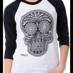 Obey Day of the Dead Baseball Tee
