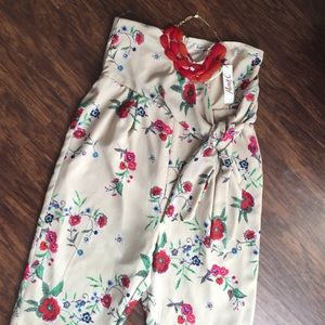 Monif C Floral Strapless Jumpsuit