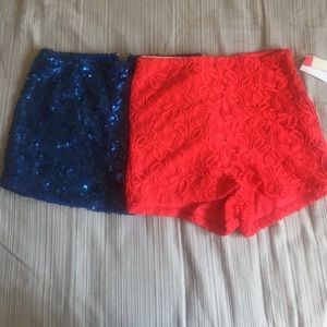 Charlotte Russe blue sequin shorts only!