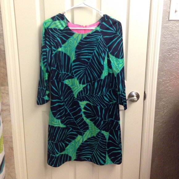 Lilly Pulitzer Leaf Dress Navy & Green