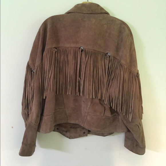 Vintage Tan Leather Fringe Jacket - Picture 2 of 3