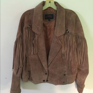 Vintage Tan Leather Fringe Jacket
