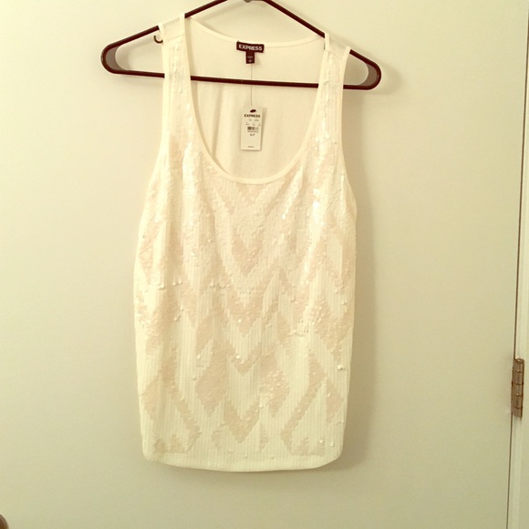 Express sequined white tank top!