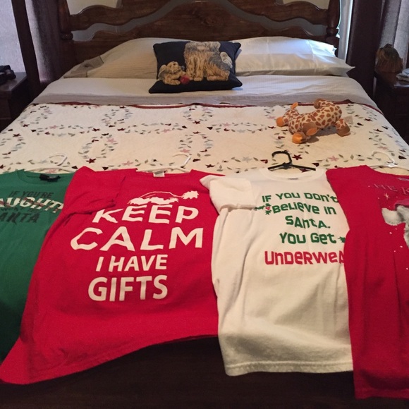 Bundle of 4 Christmas Tees 2 Large and 2 Med