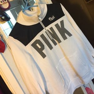 PINK. Half Zip Sweater.