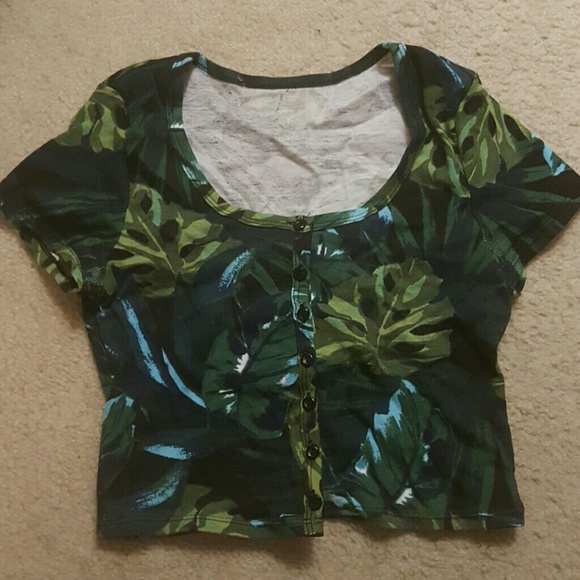 american apparel jungle leaves crop top
